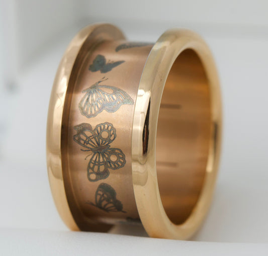 Bague (base small) différente rose gold papillons - Taille 52