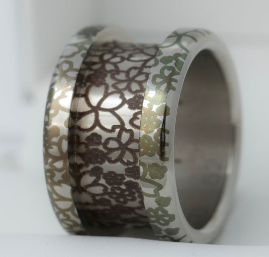 Bague (base large) différente sakura - Taille 52