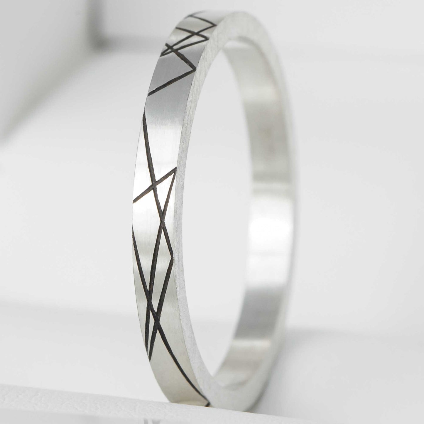 Anneau fin (Addon medium) en argent "Diagonale" taille 56 - Seconde main