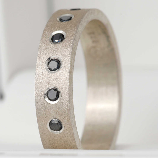 Addon deux tiers en argent piqueté serti de diamants noirs 1.9mm - Seconde main