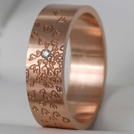 Anneau (Addon) en or rose "Passionnément" serti d'un diamant 60 - Seconde main