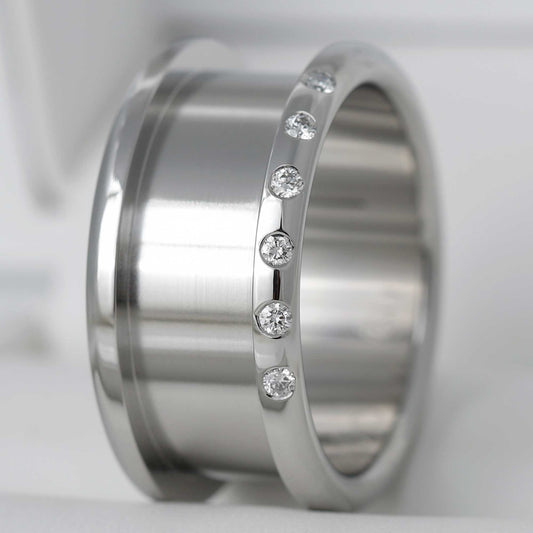 Base small arrondie polie, sertie de 6 diamants 1.6mm taille 60 - Seconde main