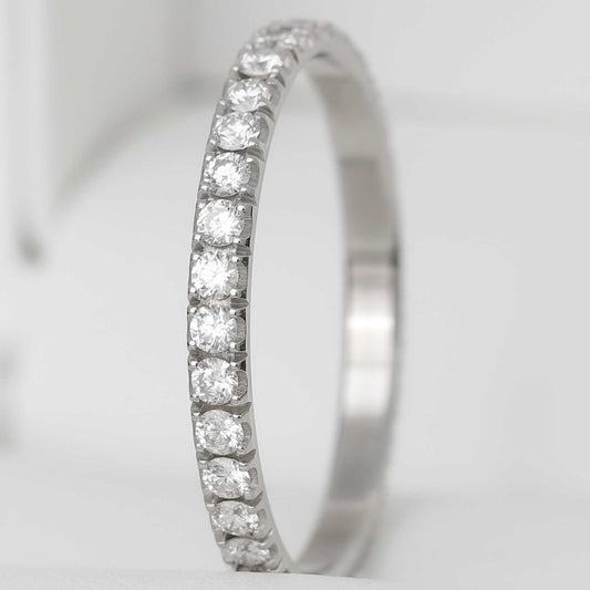 Anneau fin (medium) serti entièrement de diamants blancs 1.9mm taille 60 - Seconde main