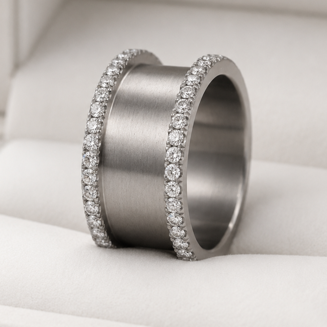Base small acier sertie entièrement de diamants blancs 1.6mm - Taille 58 - Seconde main