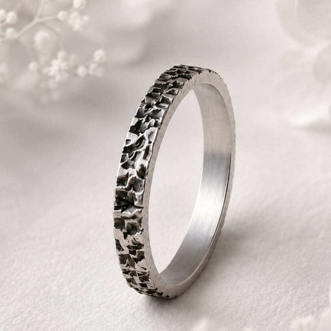 Anneau fin (Addon medium) en argent "rock" taille 56 - Seconde main