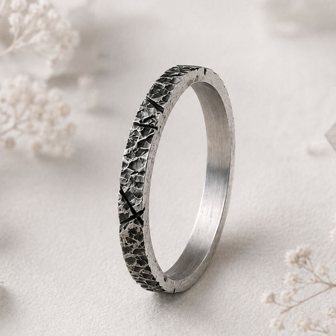 Anneau fin (Addon medium) en argent "rock" taille 56 - Seconde main