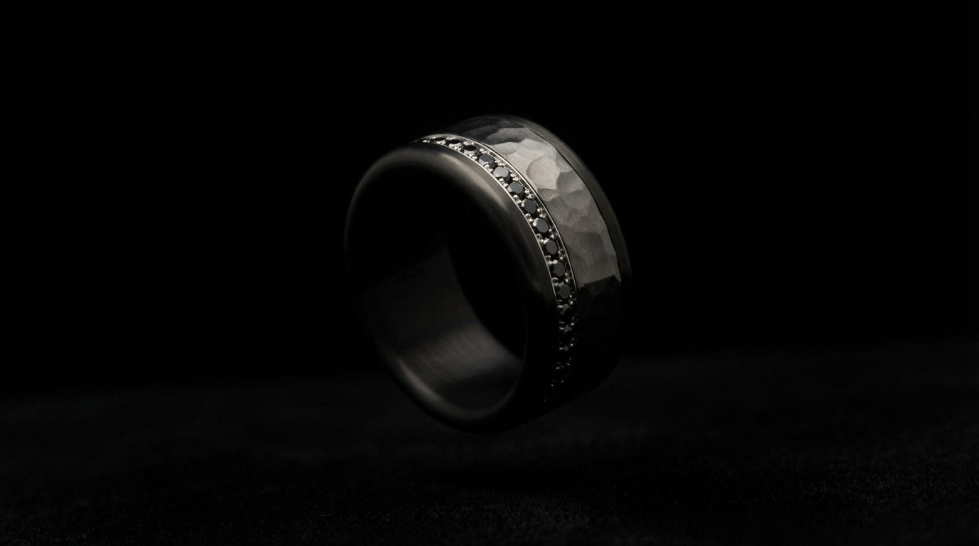 Addon medium acier entièrement serti de diamants noirs 1.6 mm taille 60 - Seconde main