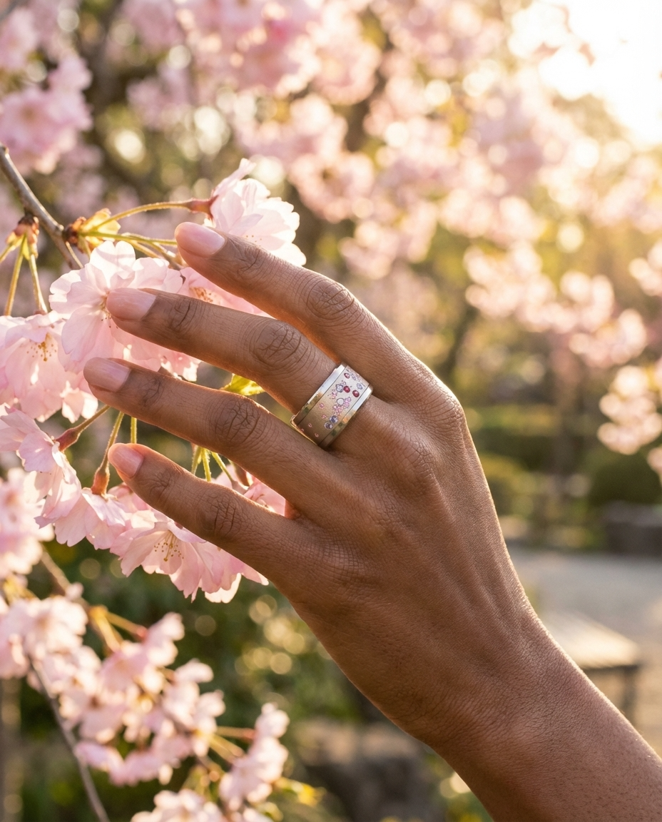 Addon aus Silber „Flash Japan Nr. 55“ besetzt - Grösse 54 - Secondhand