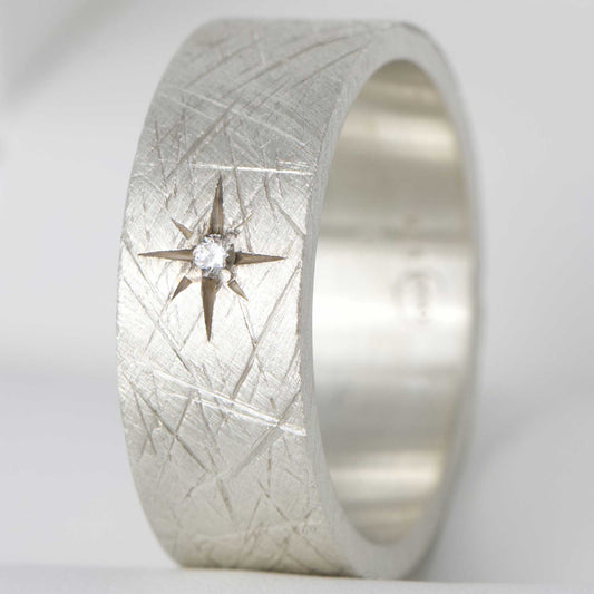 Addon aus gebürstetem Silber mit 1 Diamant besetzt 52 - Secondhand