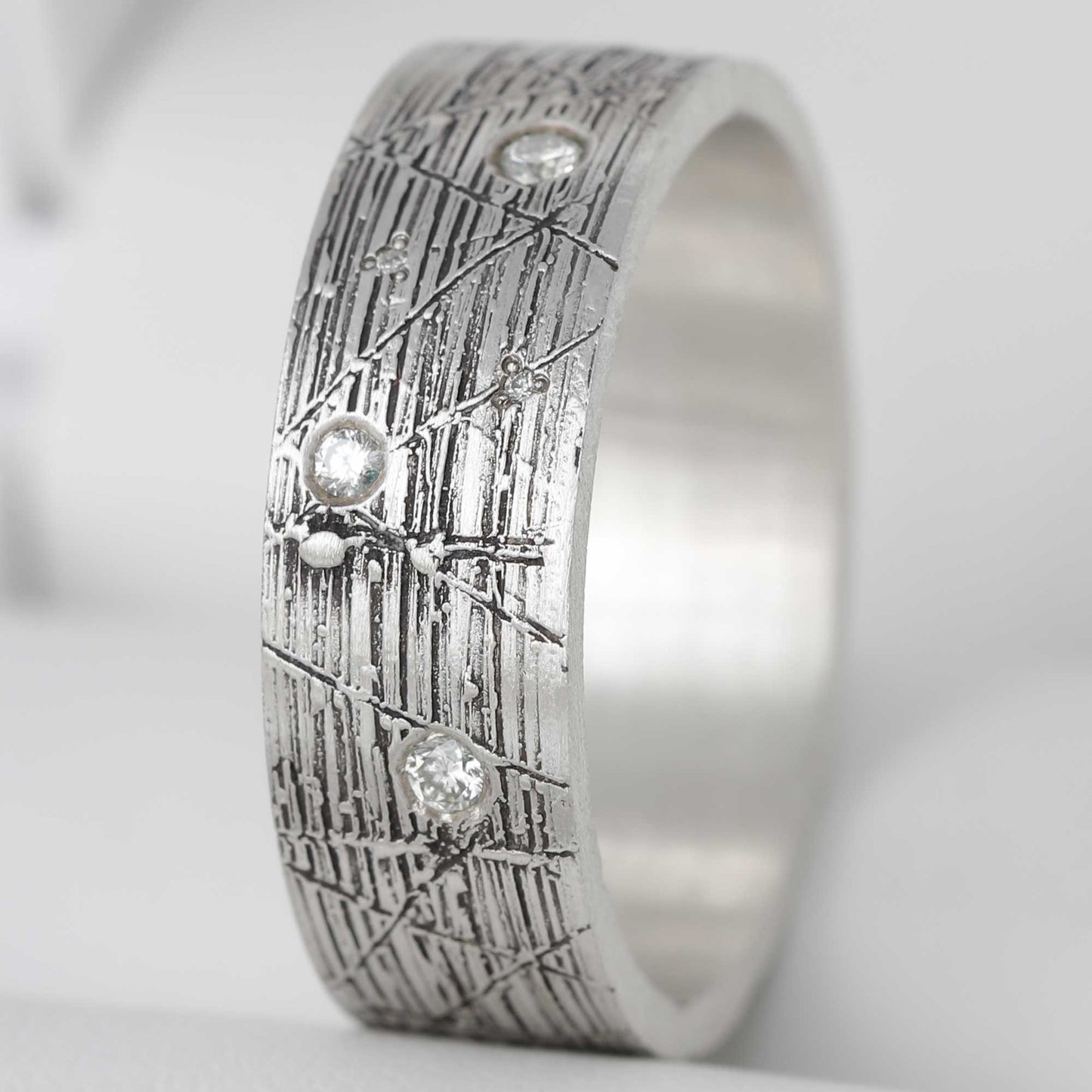 Addon argent cire perdue serti de plusieurs diamants (pièce unique) - Taille 56 - Seconde main