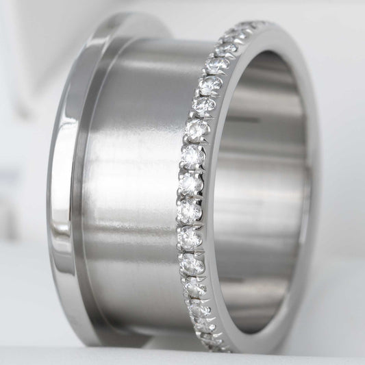 Base small acier sertie de diamants blancs 1.6mm - Taille 58 - Seconde main