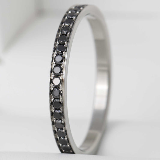 Addon medium acier entièrement serti de diamants noirs 1.6 mm taille 60 - Seconde main