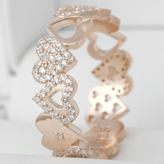 Anneau 3D (Addon) en argent doré rose First Love taille 60 - Seconde main