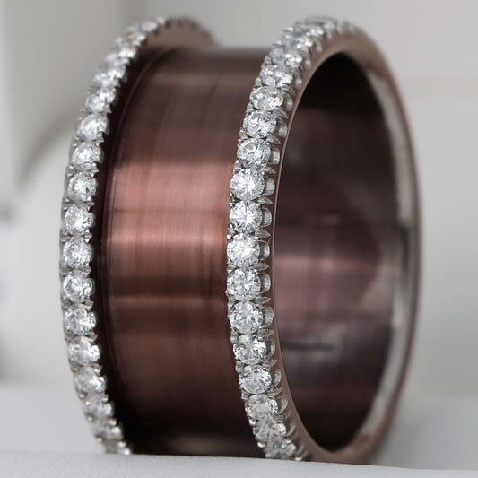 Base small (11mm) arrondie chocolat, sertie entièrement de diamants 1.6mm taille 60 - Seconde main