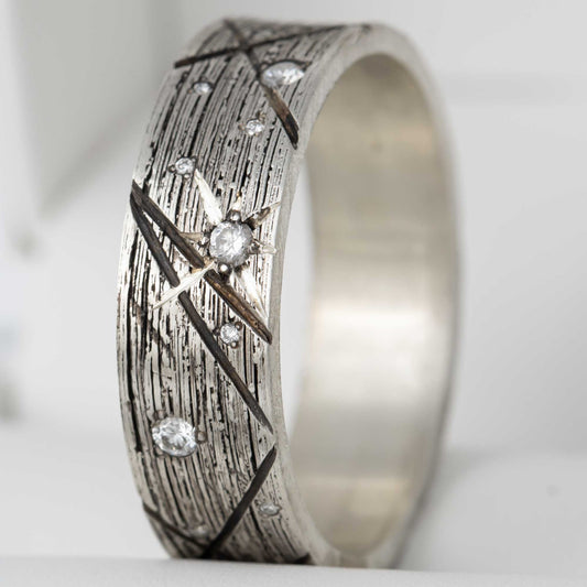 Addon argent cire perdue serti de plusieurs diamants (pièce unique) - Taille 66 - Seconde main