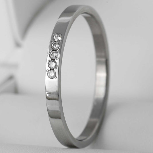 medium en acier serti "neige" avec 5 diamants 1.6mm taille 66 - Seconde main