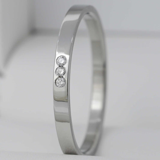 medium en acier serti de 3 diamants 1.6mm taille 66 - Seconde main