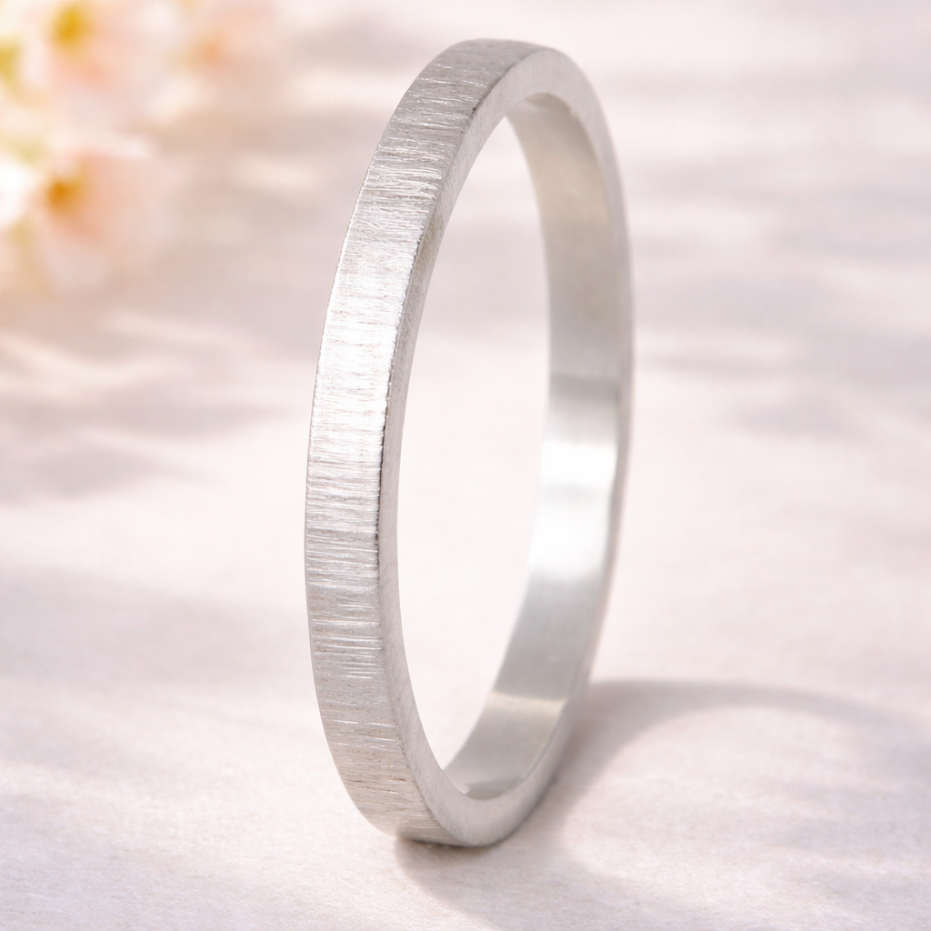 Anneau fin (Addon medium) en argent "froissé" taille 56 - Seconde main