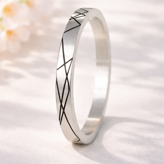 Anneau fin (Addon medium) en argent "Diagonale" taille 56 - Seconde main