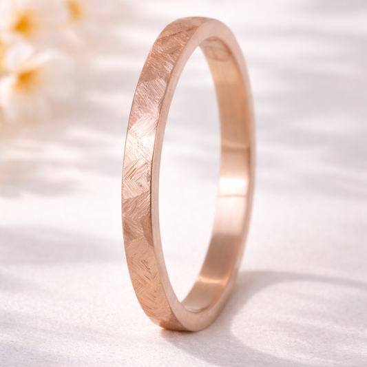 Anneau fin (Addon medium) en Or rose "Paillettes" taille 56 - Seconde main