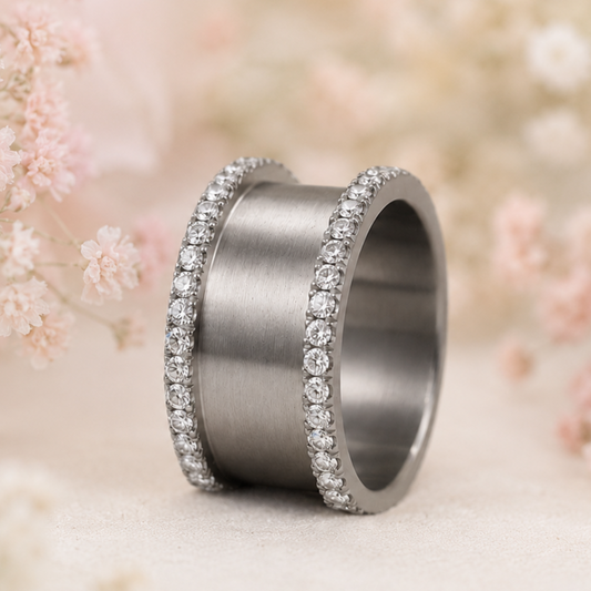 Base small acier sertie entièrement de diamants blancs 1.6mm - Taille 58 - Seconde main