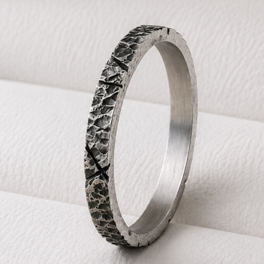 Anneau fin (Addon medium) en argent "rock" taille 56 - Seconde main