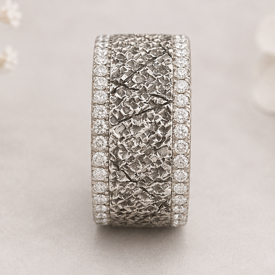 Base small acier sertie entièrement de diamants blancs 1.6mm - Taille 58 - Seconde main