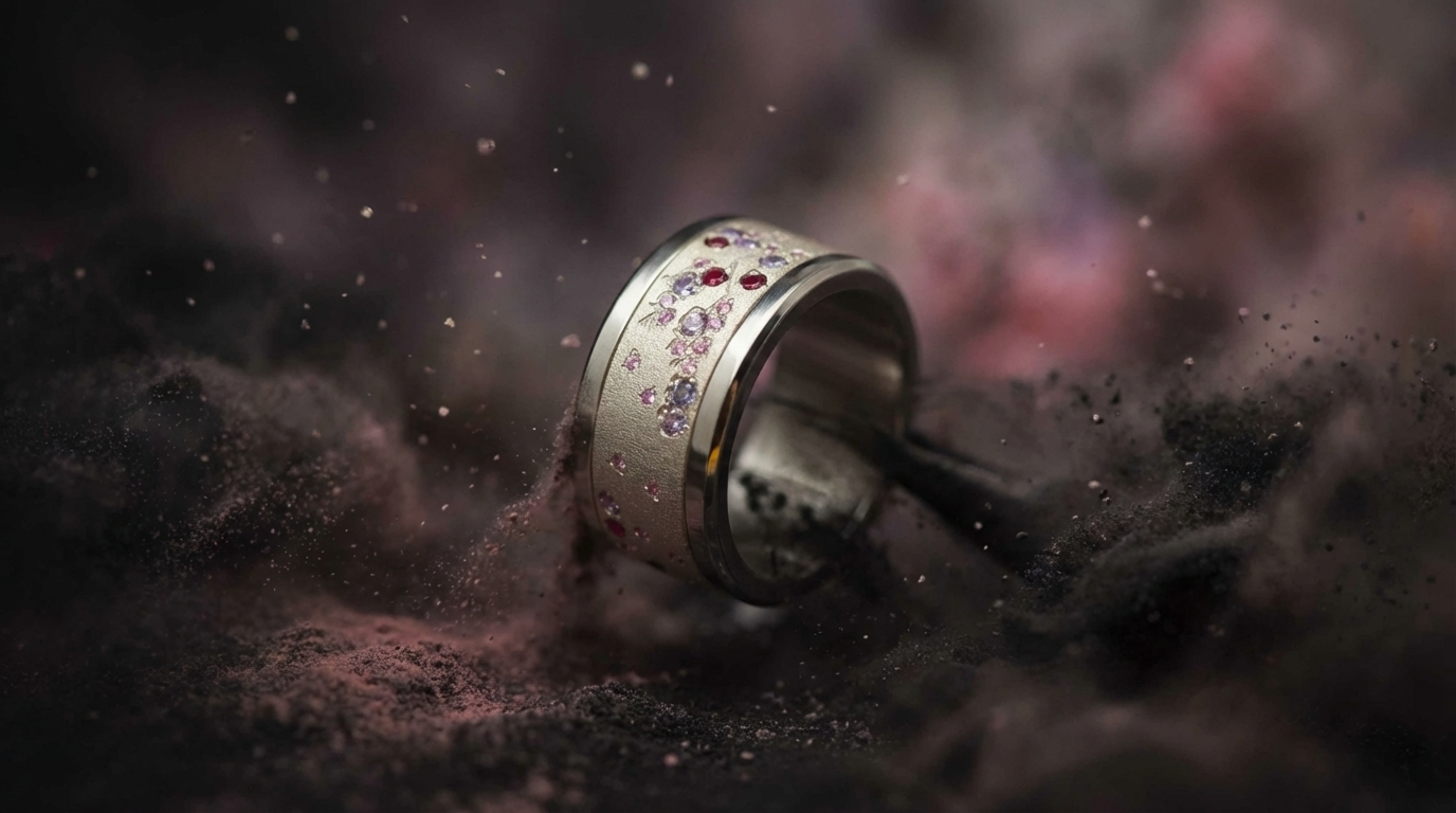 Addon aus Silber „Flash Japan Nr. 55“ besetzt - Grösse 54 - Secondhand